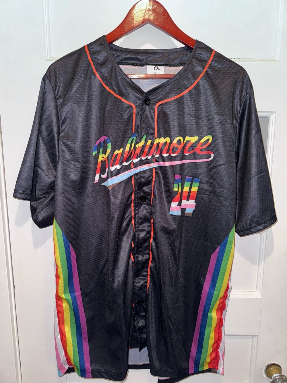 Baltimore Rainbow Pride Baseball Jersey - Black with Multicolor Accents